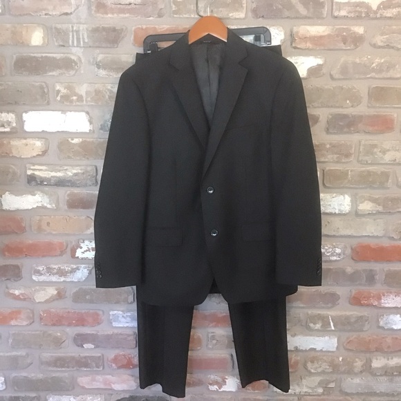 APT. 9 Men’s Black Mono Stripe 2 Button Blazer Pants Suit 40 S 32X32